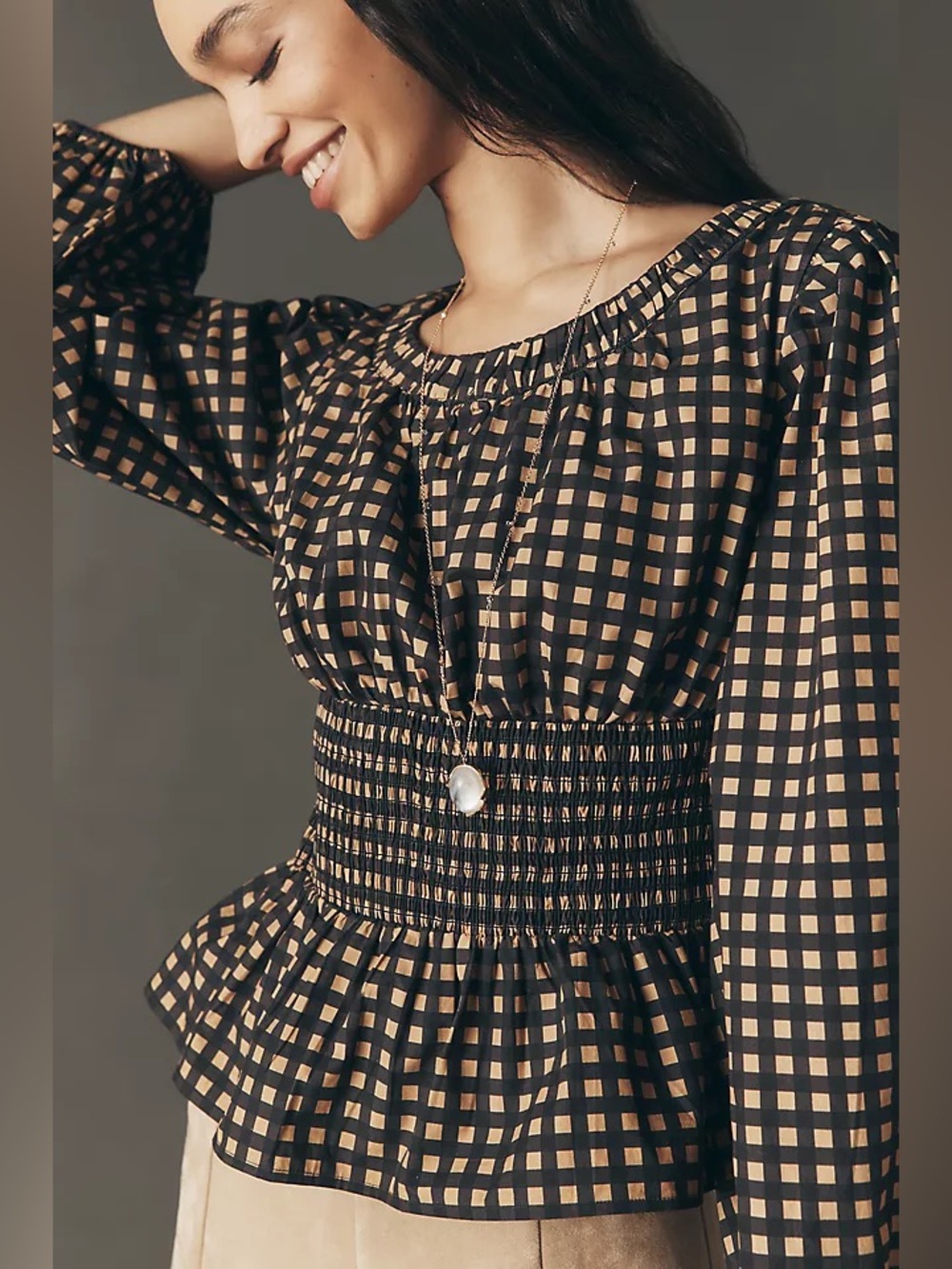Anthropologie Smocked Waist Blouse NWT